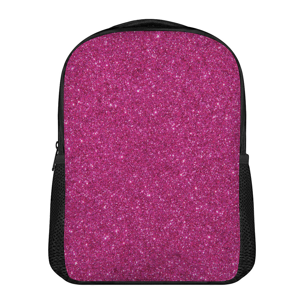 Magenta Pink (NOT Real) Glitter Print Casual Backpack