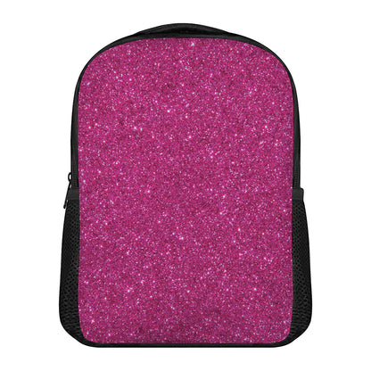 Magenta Pink (NOT Real) Glitter Print Casual Backpack
