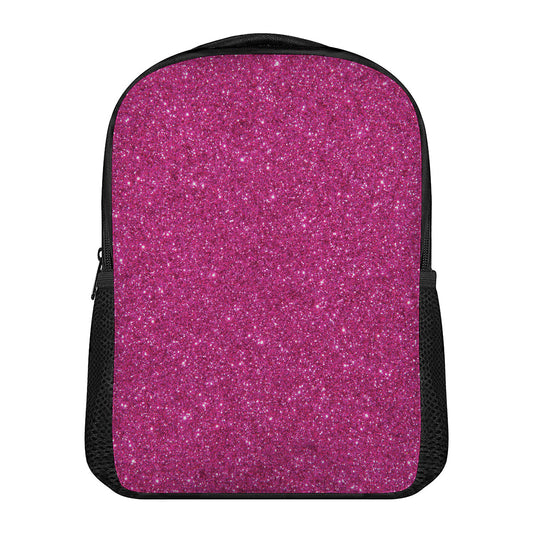 Magenta Pink (NOT Real) Glitter Print Casual Backpack