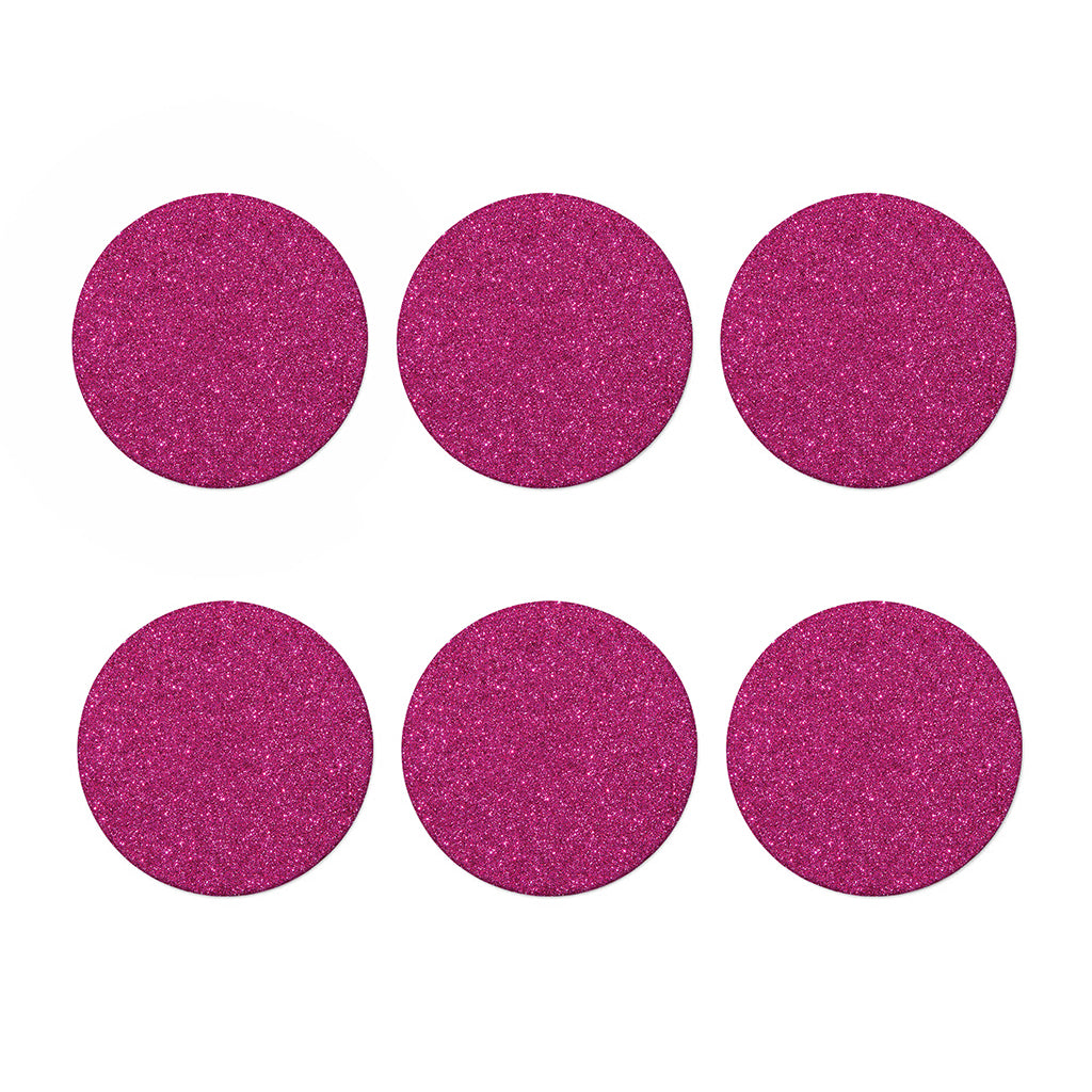 Magenta Pink (NOT Real) Glitter Print Coaster Set