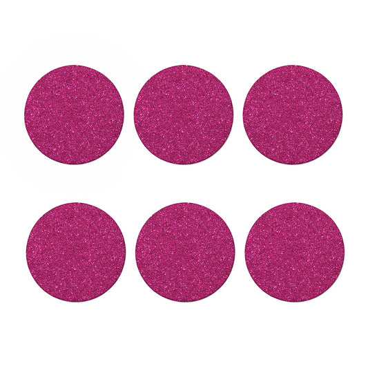 Magenta Pink (NOT Real) Glitter Print Coaster Set