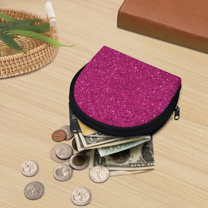Magenta Pink (NOT Real) Glitter Print Coin Purse