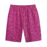 Magenta Pink (NOT Real) Glitter Print Cotton Shorts