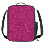 Magenta Pink (NOT Real) Glitter Print Crossbody Lunch Bag