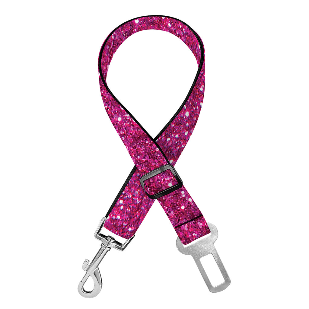 Magenta Pink (NOT Real) Glitter Print Dog Seat Belt