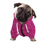 Magenta Pink (NOT Real) Glitter Print Dog Zip Up Hoodie
