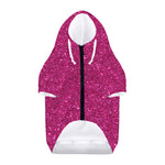 Magenta Pink (NOT Real) Glitter Print Dog Zip Up Hoodie