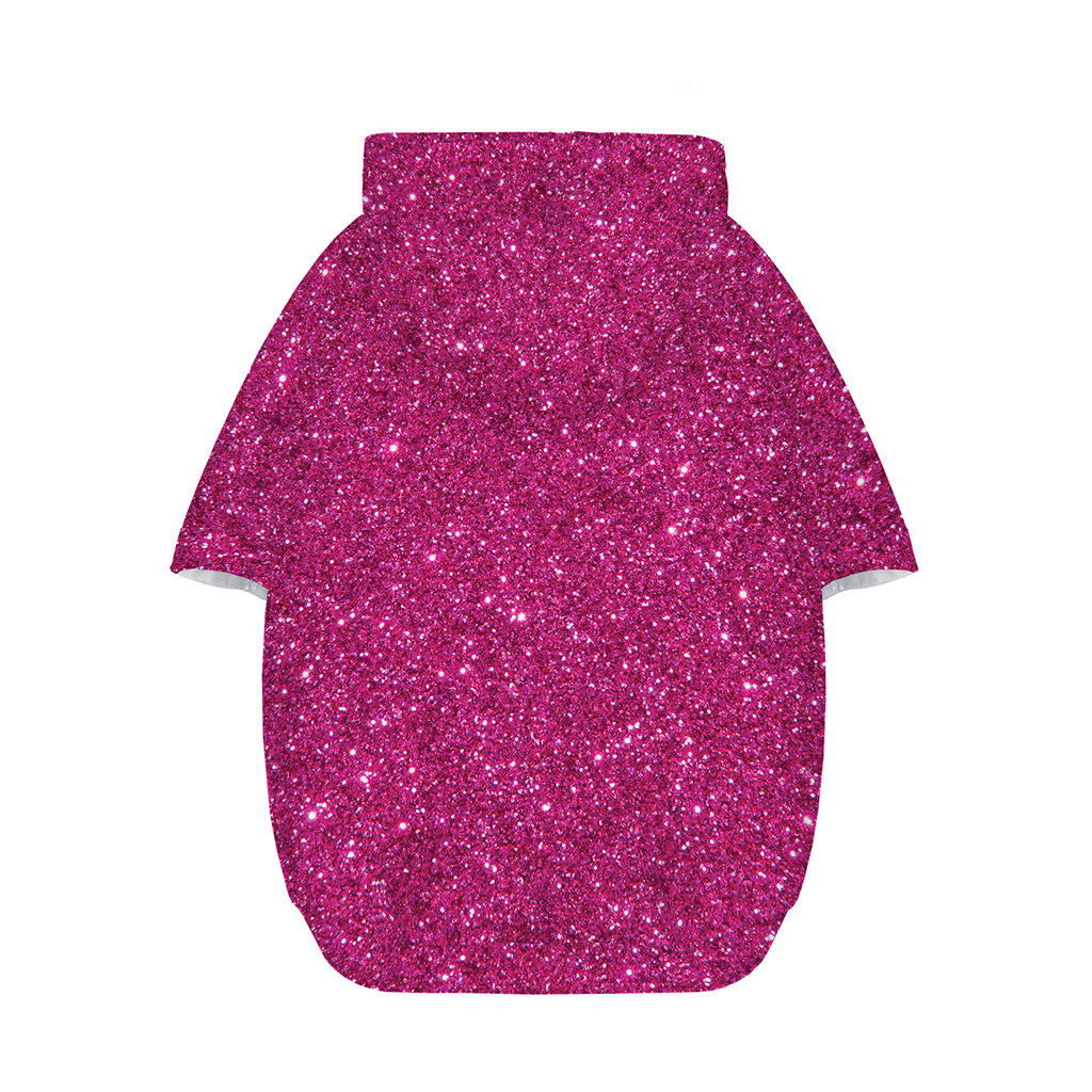 Magenta Pink (NOT Real) Glitter Print Dog Zip Up Hoodie