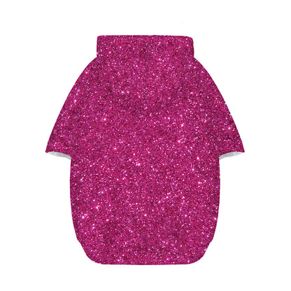Magenta Pink (NOT Real) Glitter Print Dog Zip Up Hoodie