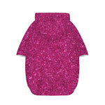 Magenta Pink (NOT Real) Glitter Print Dog Zip Up Hoodie