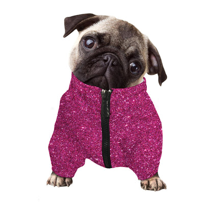 Magenta Pink (NOT Real) Glitter Print Dog Zip Up Jacket