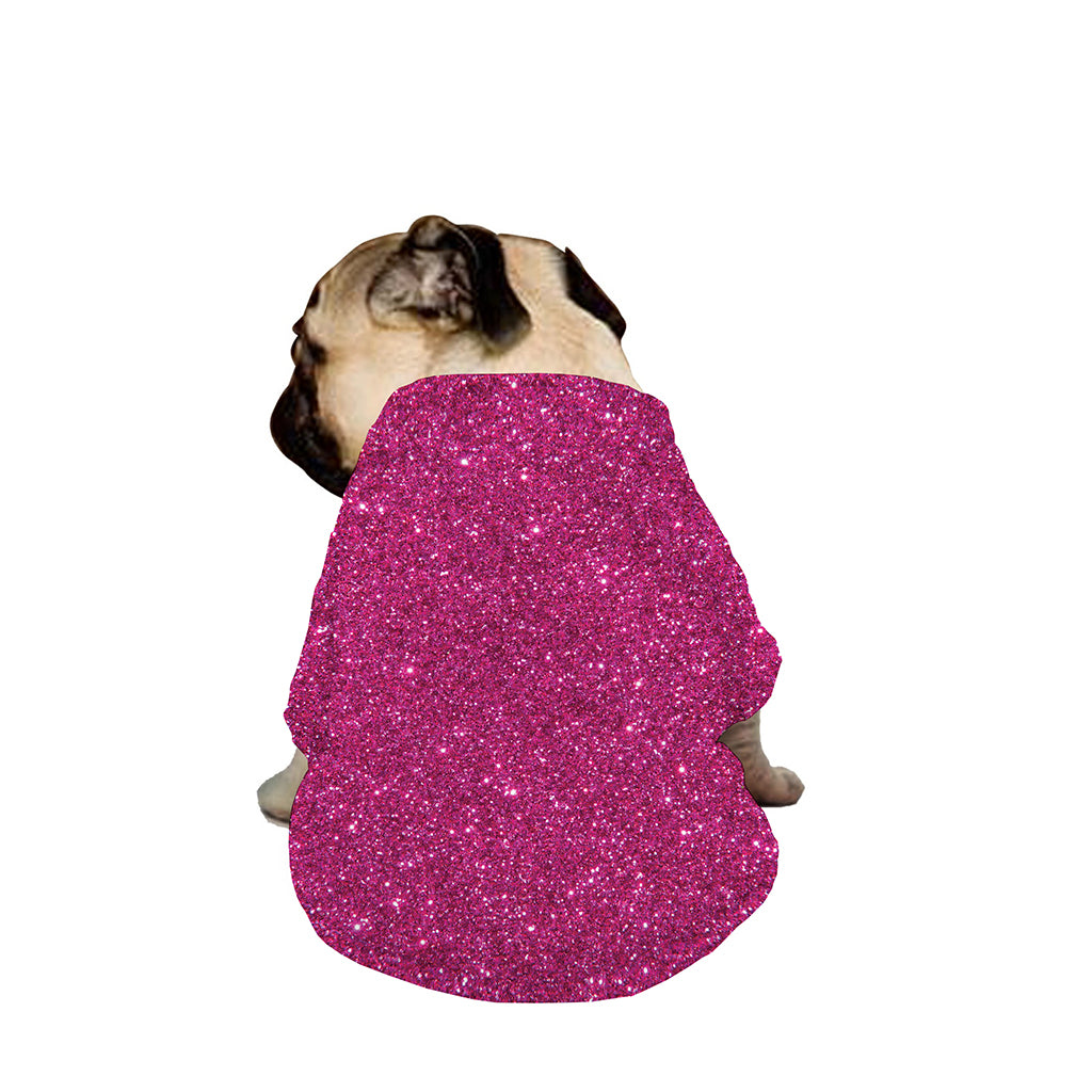 Magenta Pink (NOT Real) Glitter Print Dog Zip Up Jacket