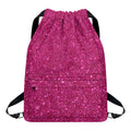 Magenta Pink (NOT Real) Glitter Print Drawstring Backpack