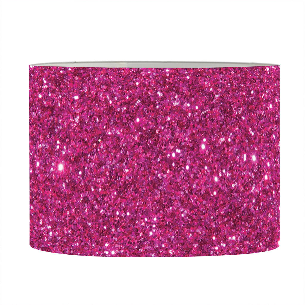 Magenta Pink (NOT Real) Glitter Print Drum Lamp Shade