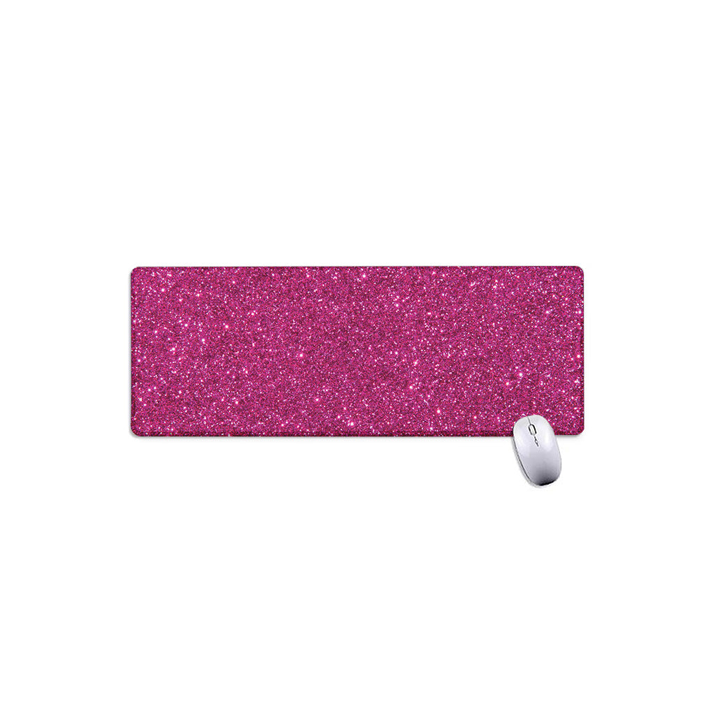 Magenta Pink (NOT Real) Glitter Print Extended Mouse Pad