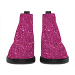 Magenta Pink (NOT Real) Glitter Print Flat Ankle Boots