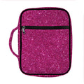 Magenta Pink (NOT Real) Glitter Print Front Pocket Bible Bag
