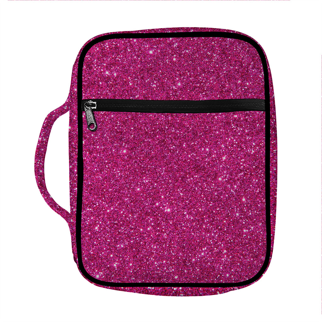 Magenta Pink (NOT Real) Glitter Print Front Pocket Bible Bag
