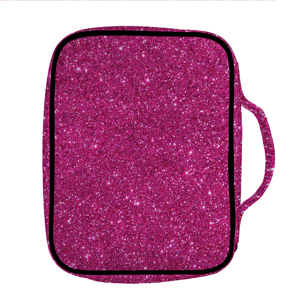 Magenta Pink (NOT Real) Glitter Print Front Pocket Bible Bag