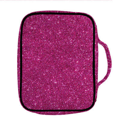 Magenta Pink (NOT Real) Glitter Print Front Pocket Bible Bag
