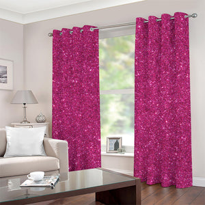 Magenta Pink (NOT Real) Glitter Print Grommet Curtains