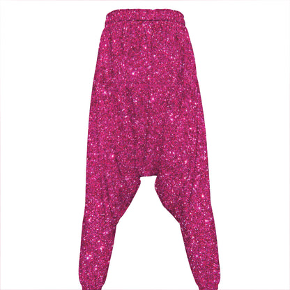 Magenta Pink (NOT Real) Glitter Print Hammer Pants