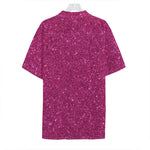 Magenta Pink (NOT Real) Glitter Print Hawaiian Shirt