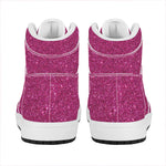 Magenta Pink (NOT Real) Glitter Print High Top Leather Sneakers