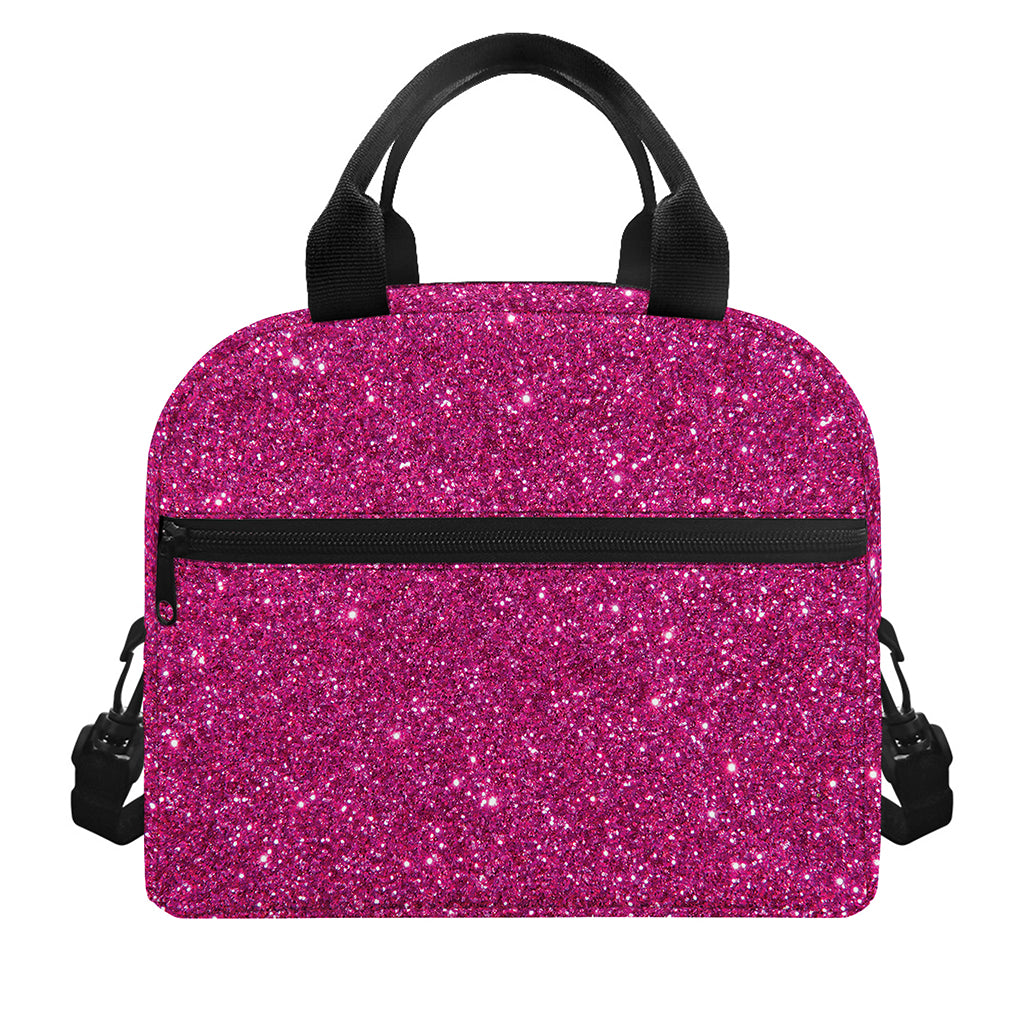 Magenta Pink (NOT Real) Glitter Print Insulated Lunch Bag