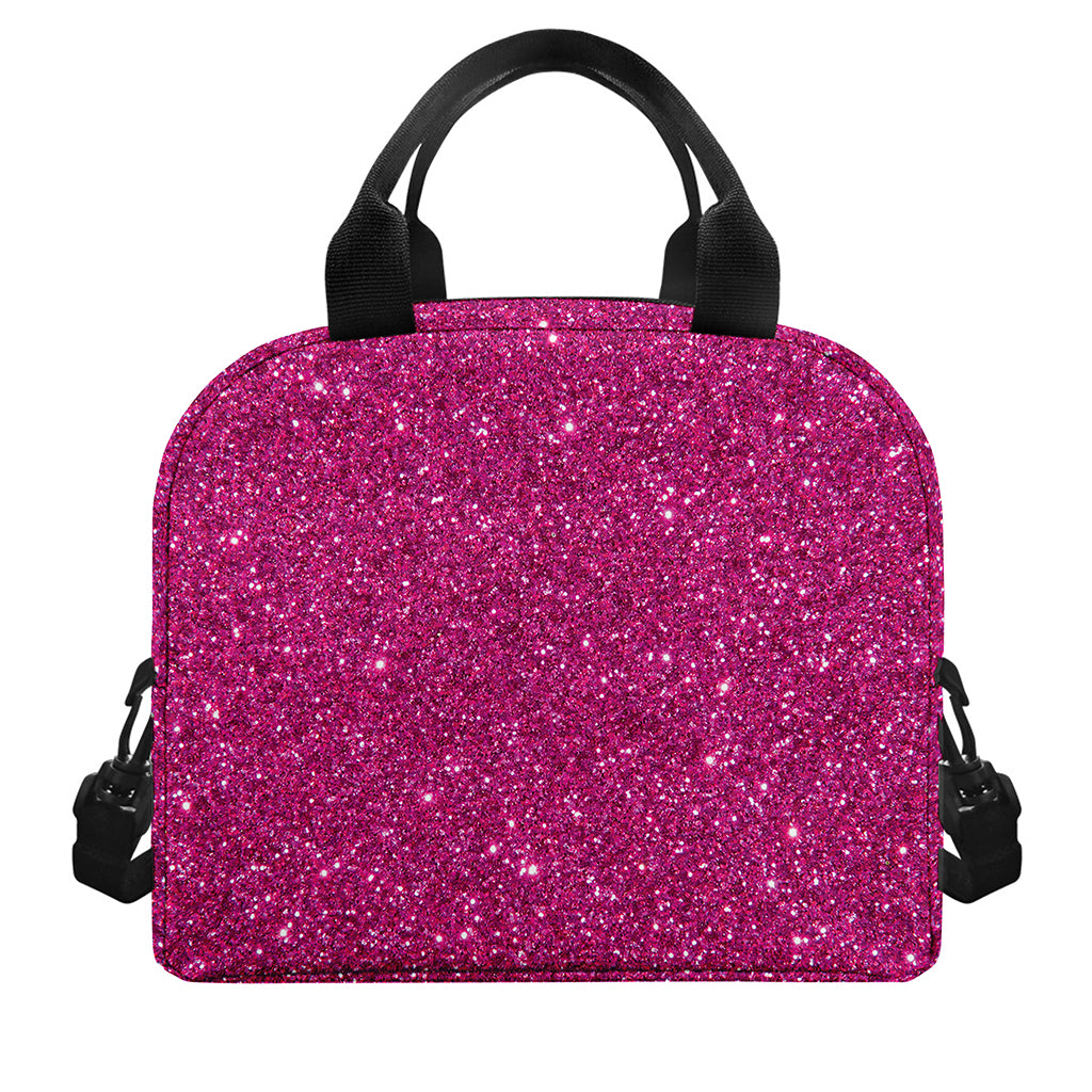 Magenta Pink (NOT Real) Glitter Print Insulated Lunch Bag