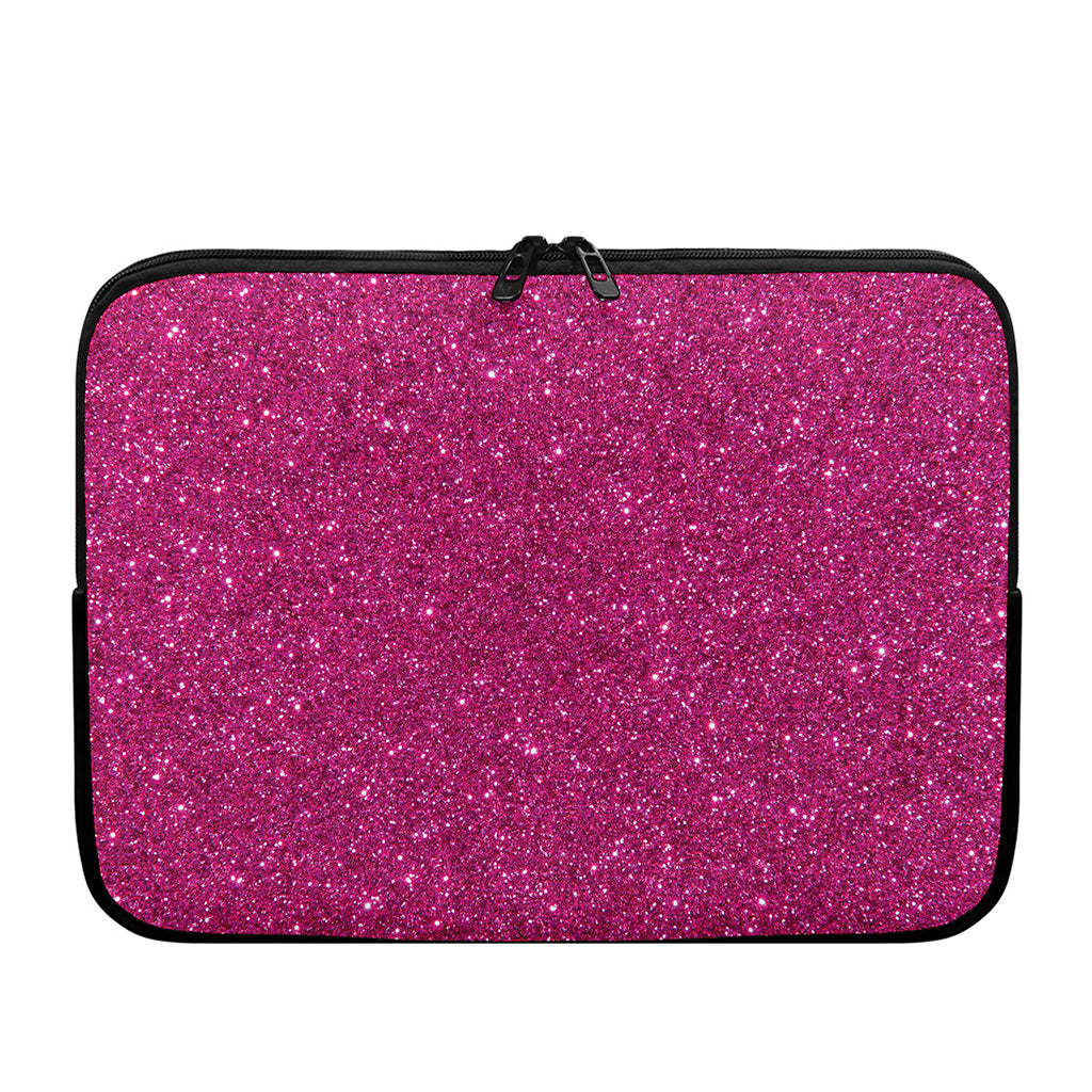 Magenta Pink (NOT Real) Glitter Print Laptop Sleeve