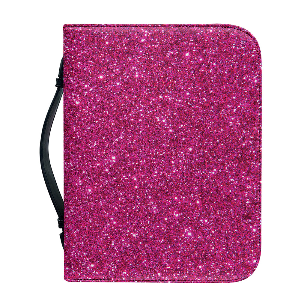 Magenta Pink (NOT Real) Glitter Print Leather Bible Cover