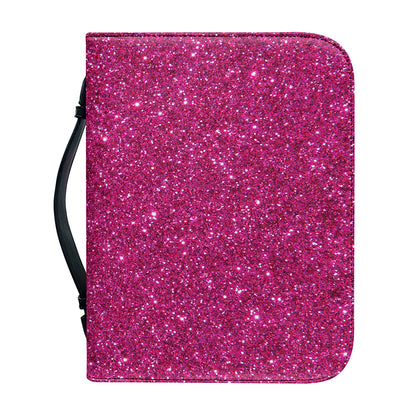 Magenta Pink (NOT Real) Glitter Print Leather Bible Cover