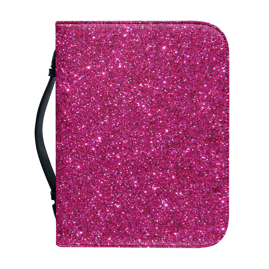 Magenta Pink (NOT Real) Glitter Print Leather Bible Cover