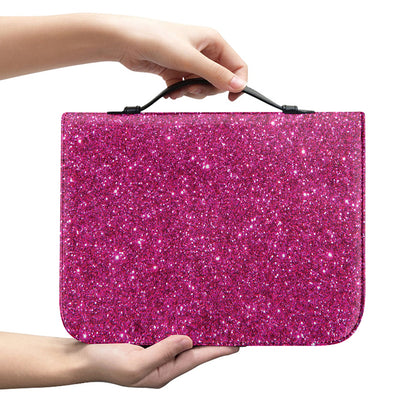 Magenta Pink (NOT Real) Glitter Print Leather Bible Cover