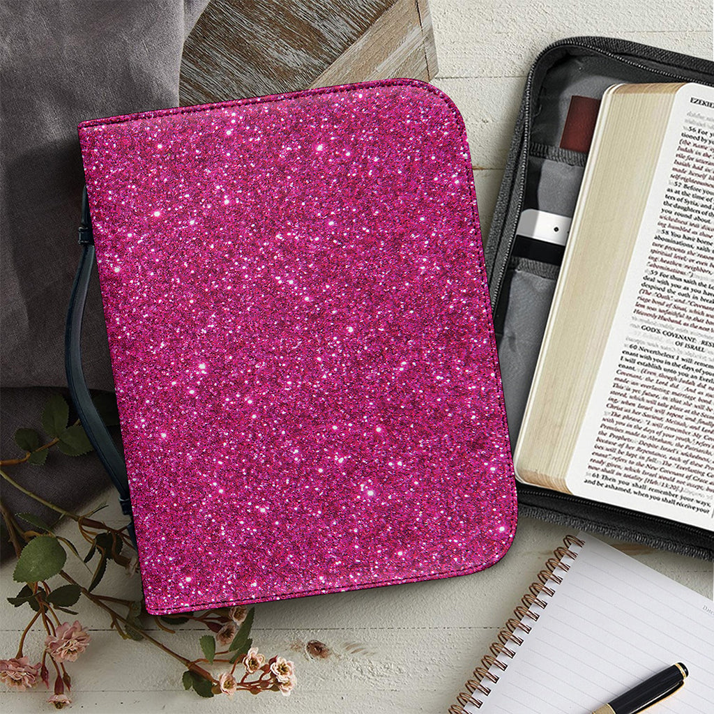 Magenta Pink (NOT Real) Glitter Print Leather Bible Cover