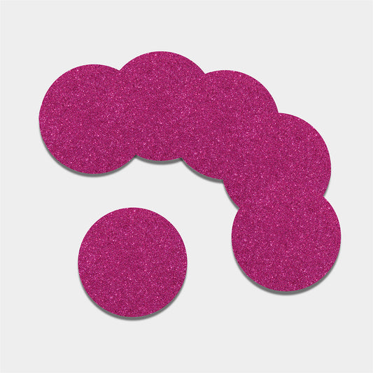 Magenta Pink (NOT Real) Glitter Print Leather Coaster Set