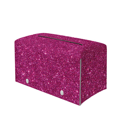 Magenta Pink (NOT Real) Glitter Print Leather Tissue Box Cover