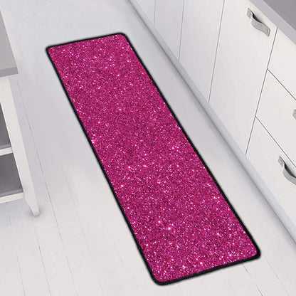 Magenta Pink (NOT Real) Glitter Print Long Kitchen Mat
