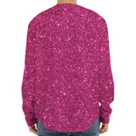 Magenta Pink (NOT Real) Glitter Print Long Sleeve Baseball Jersey