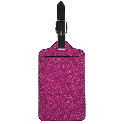 Magenta Pink (NOT Real) Glitter Print Luggage Tag