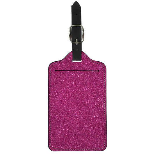 Magenta Pink (NOT Real) Glitter Print Luggage Tag