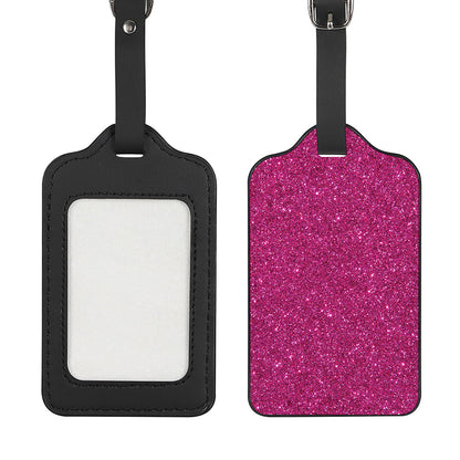 Magenta Pink (NOT Real) Glitter Print Luggage Tag
