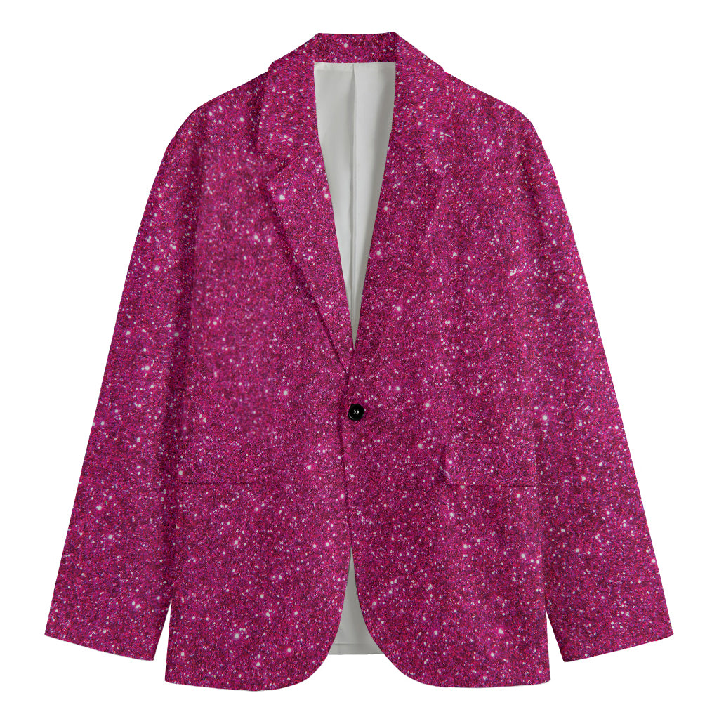 Magenta Pink (NOT Real) Glitter Print Men's Blazer