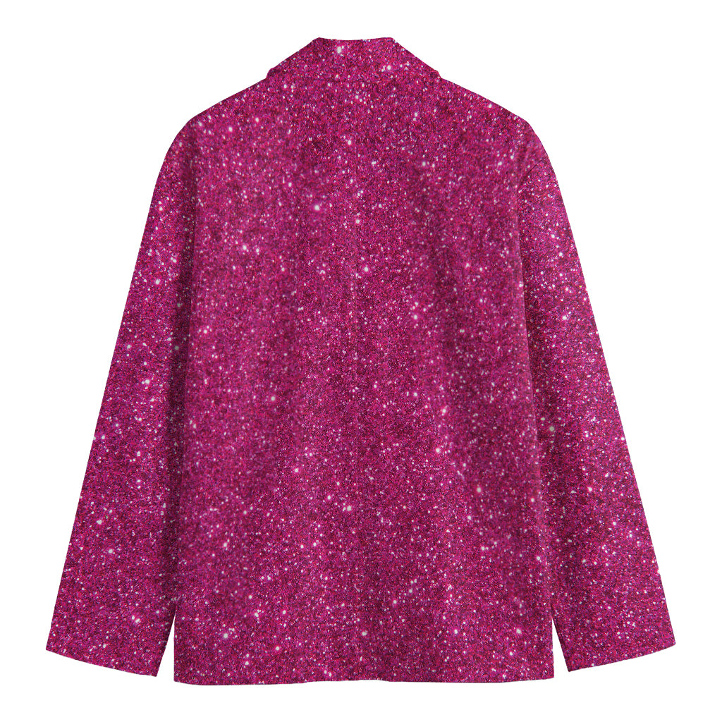 Magenta Pink (NOT Real) Glitter Print Men's Blazer