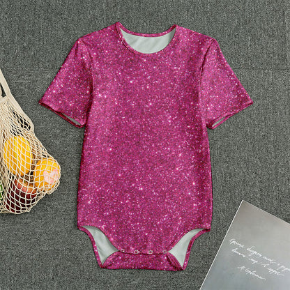 Magenta Pink (NOT Real) Glitter Print Men's Bodysuit