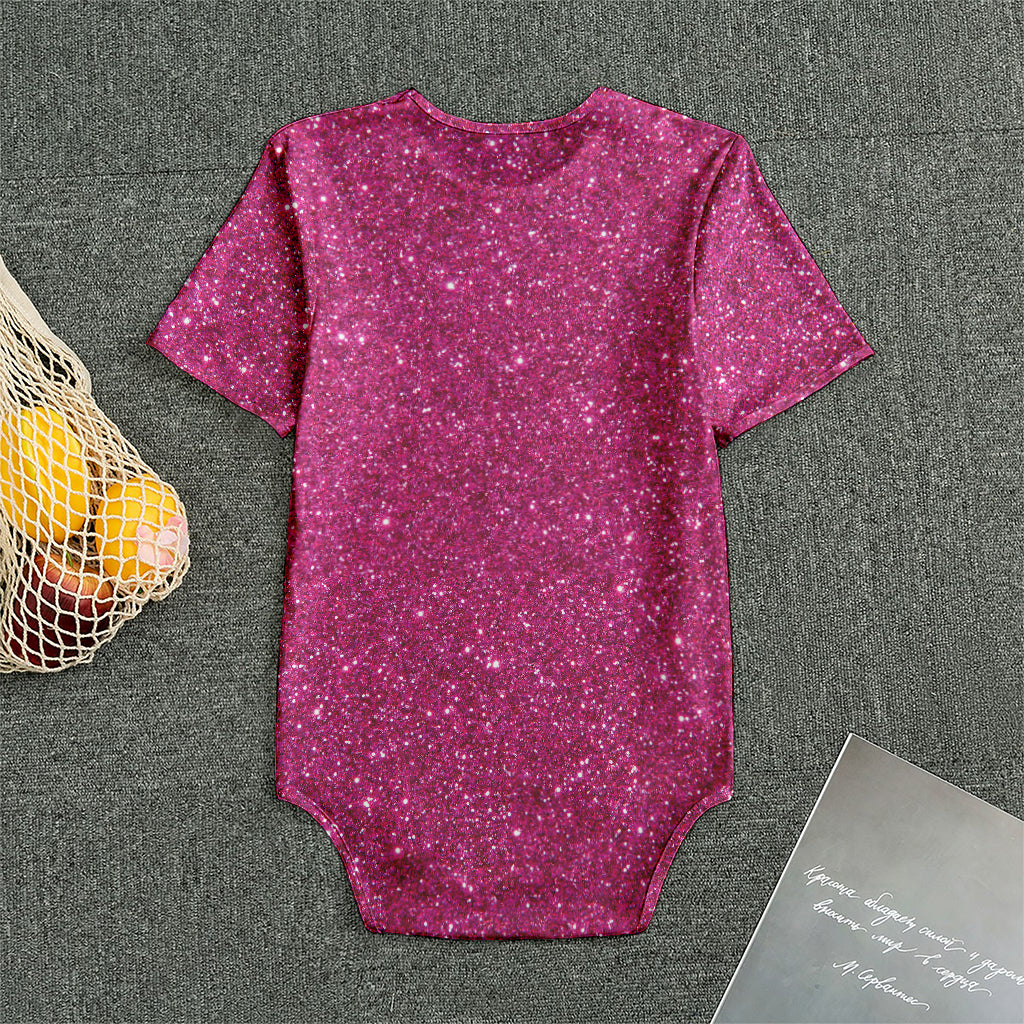Magenta Pink (NOT Real) Glitter Print Men's Bodysuit