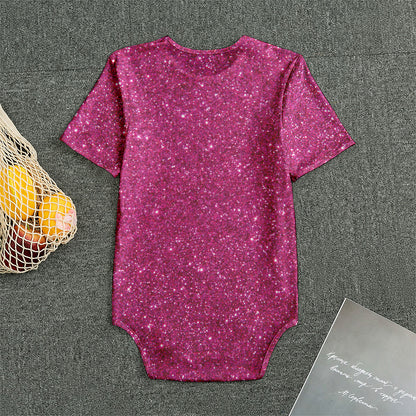 Magenta Pink (NOT Real) Glitter Print Men's Bodysuit