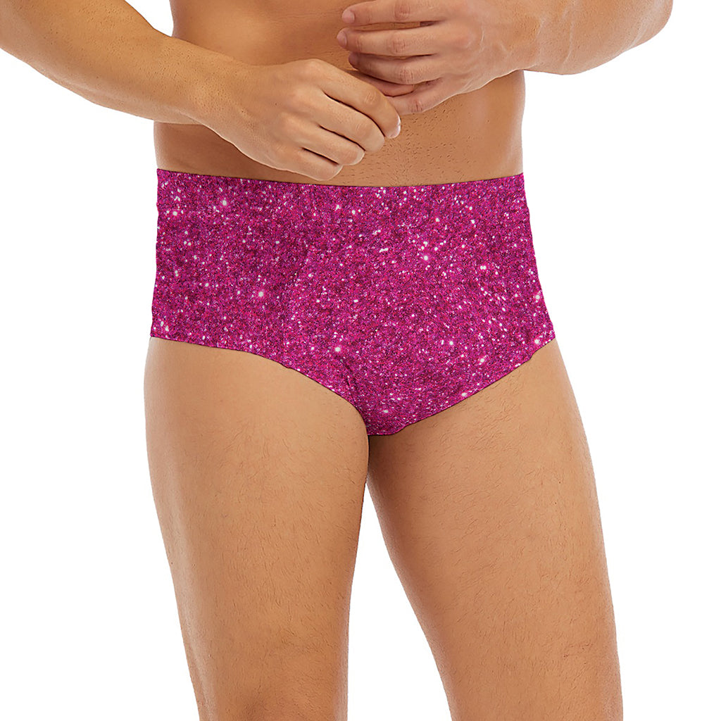 Magenta Pink (NOT Real) Glitter Print Men's Briefs