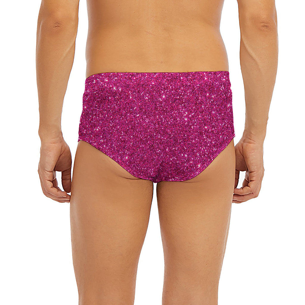 Magenta Pink (NOT Real) Glitter Print Men's Briefs